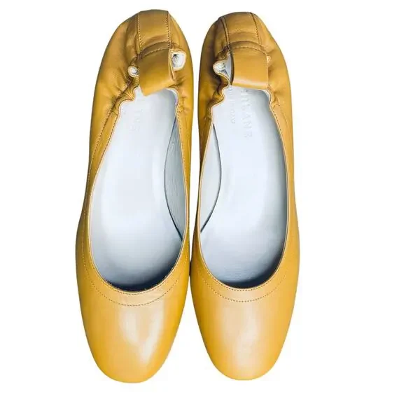 Everlane The Day Leather Heel Size 5.5 Mustard Yellow comfort shoes preppy - Picture 5 of 11